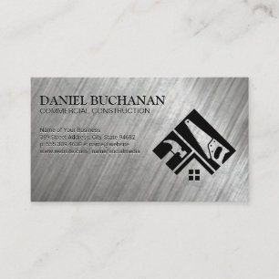 Hammer Saw Tools Home Renovation Logo Metal Business Card