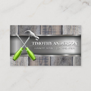 Hammer Screwdriver Logo Wood Metal Business Card