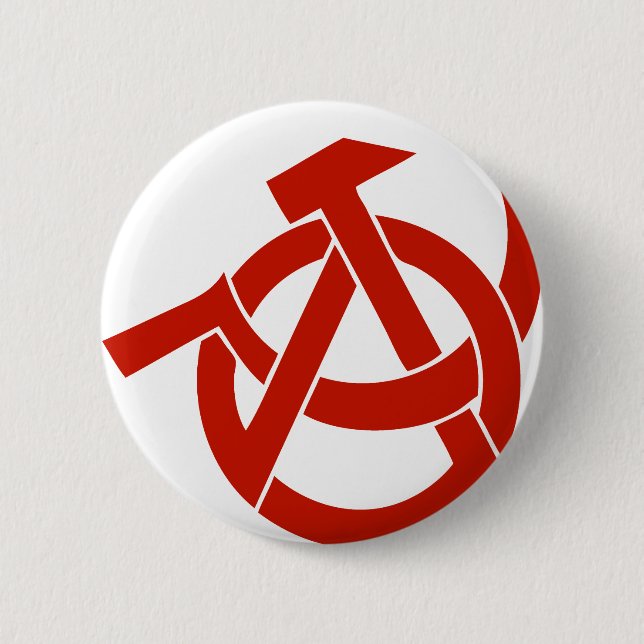 HAMMER  SICKLE ANARCHY LOGO 6 CM ROUND BADGE (Front)