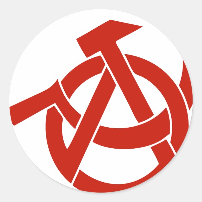 HAMMER  SICKLE ANARCHY LOGO CLASSIC ROUND STICKER (Front)
