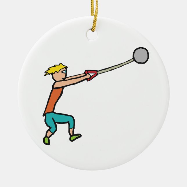 Hammer Throwing Ceramic Tree Decoration (Front)