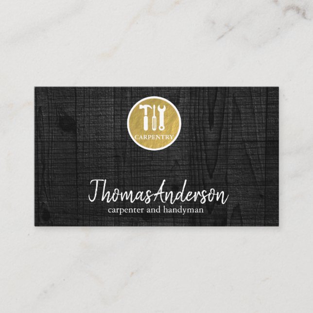 Hammer Wooden Carpenter Construction Business Card (Front)