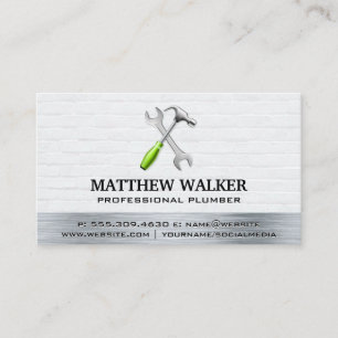 Hammer Wrench   Brick wall Steel  Business Card