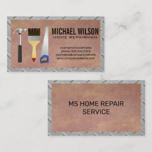 Hammer Wrench Brush Saw   Repairman Construction Business Card