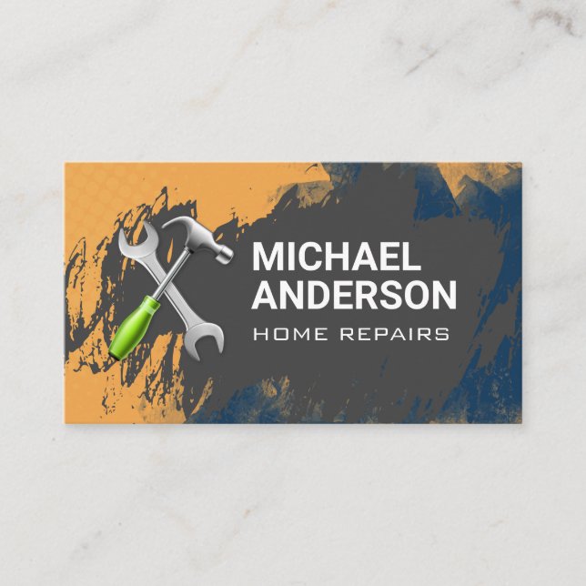 Hammer | Wrench | Builder | Blue Collar Business Card (Front)