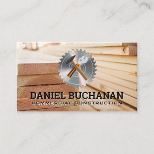 Hammer Wrench   Circular Saw   Wooden Boards Business Card