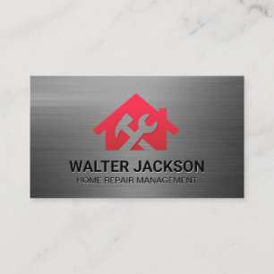 Hammer Wrench House Logo Home Renovations Business Card
