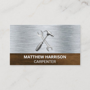 Hammer Wrench Icon   Metal Wood  Business Card