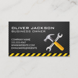 Hammer Wrench Logo   Carbon Fibre Business Card