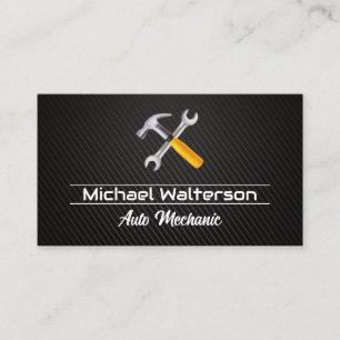 Hammer Wrench Logo Carbon Fibre Business Card
