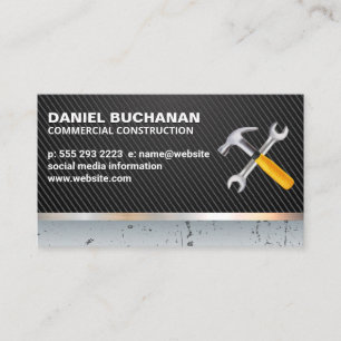 Hammer Wrench Logo   Carbon Fibre   Metallic Business Card