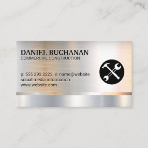 Hammer Wrench Logo   Metallic Background Business Card