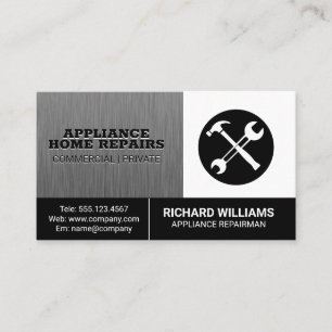 Hammer Wrench Logo   Repairman Business Card