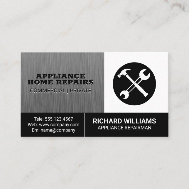Hammer Wrench Logo | Repairman Business Card (Front)