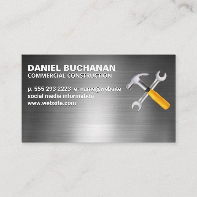 Hammer Wrench | Metal Business Card (Front)