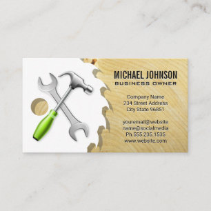 Hammer Wrench Saw   Wood   Construction Business Card