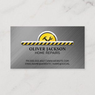 Hammer Wrench Silver Metallic Business Card