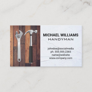 Hammer Wrench   Wooden Boards Business Card