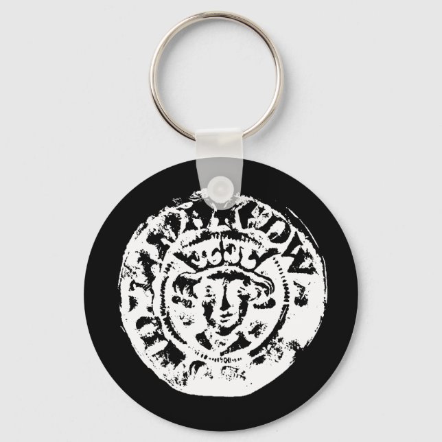 Hammered coin keyring, metal detecting gift key ring (Front)