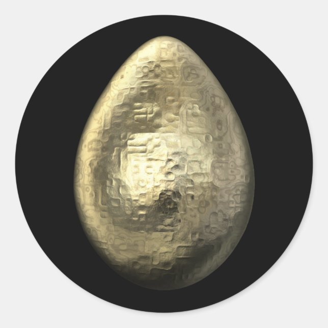 Hammered Gold Egg Classic Round Sticker (Front)