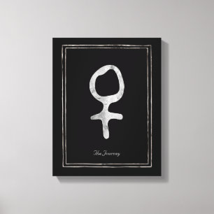Hammered silver stylised planet Venus symbol  Canvas Print