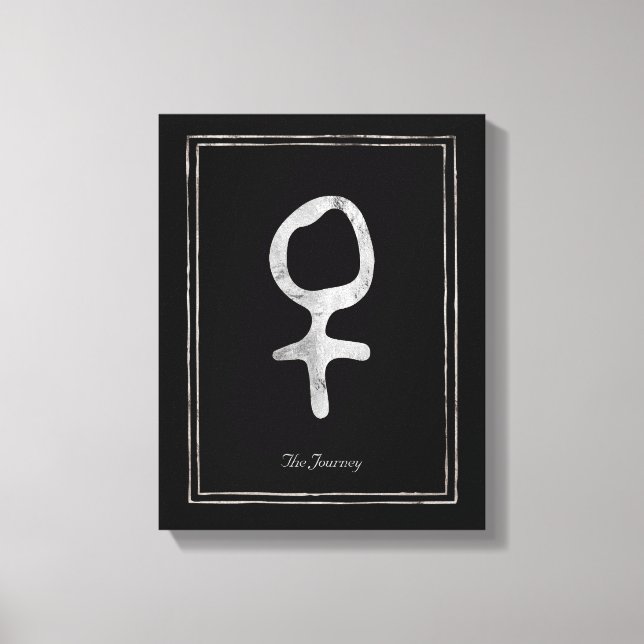Hammered silver stylised planet Venus symbol  Canvas Print (Front)