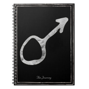 Hammered silver stylized planet Mars symbol Notebook