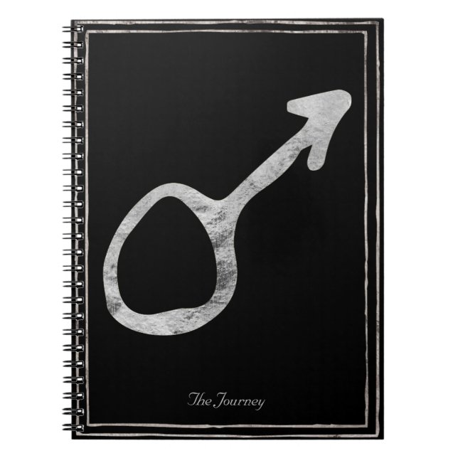 Hammered silver stylized planet Mars symbol  Notebook (Front)