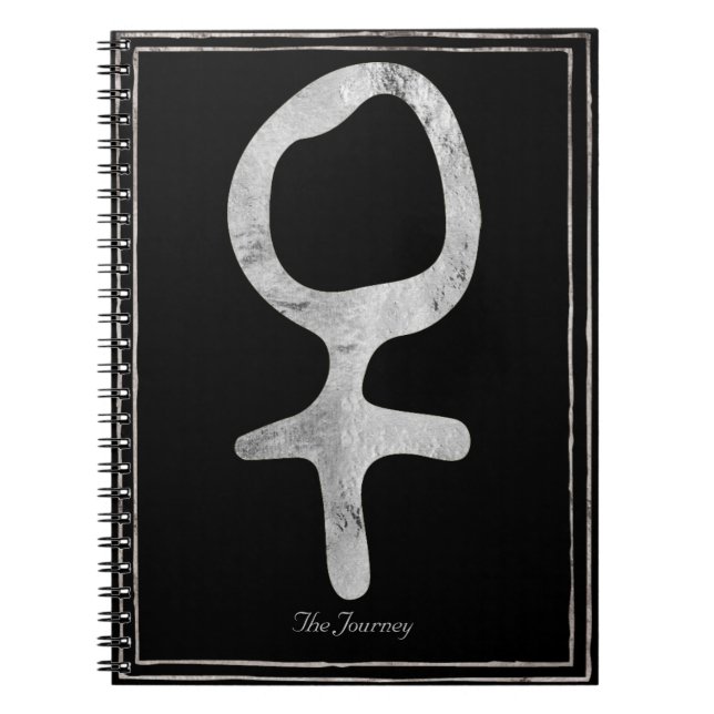 Hammered silver stylized planet Venus symbol Notebook (Front)