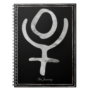 Hammered silver stylized Pluto planet symbol Notebook