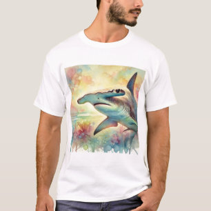 Hammerhead Shark 130724AREF126 - Watercolor T-Shirt
