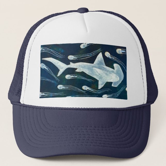 Hammerhead Shark and Jellyfish Trucker Hat (Front)