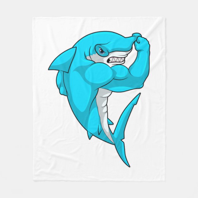 Hammerhead shark as Bodybuilder at Bodybuilding Fleece Blanket (Front)