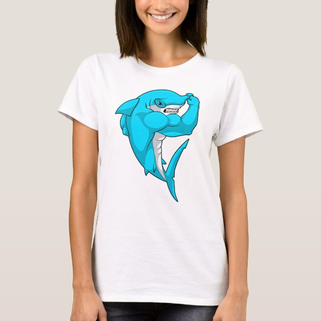 Hammerhead shark as Bodybuilder at Bodybuilding T-Shirt (Front)