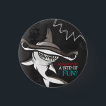 Hammerhead Shark Birthday Party 3 Cm Round Badge<br><div class="desc">Add a "bite" of fun to your party these cool (yet scary!) hammerhead shark buttons. The black, gray and teal coloring gives the print a fun and fresh underwater feel. But beware of that pop of red added in for extra scare! Matching items can be found in our 'A Bite...</div>