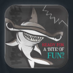 Hammerhead Shark Birthday Party  Paper Plate<br><div class="desc">Add a "bite" of fun to your party these cool (yet scary!) hammerhead shark print paper plates. The black, gray and teal coloring gives the print a fun and fresh underwater feel. But beware of that pop of red added in for extra scare! Matching items can be found in our...</div>
