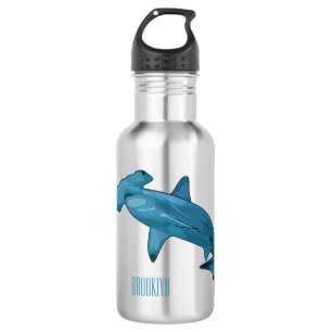 Hammerhead shark cartoon illustration 532 ml water bottle