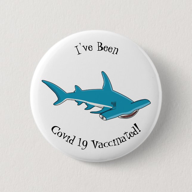 Hammerhead shark cartoon illustration  6 cm round badge (Front)