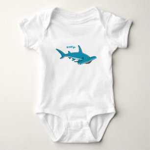 Hammerhead shark cartoon illustration baby bodysuit