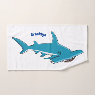 Hammerhead shark cartoon illustration  bath towel set