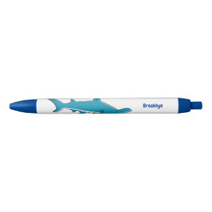 Hammerhead shark cartoon illustration black ink pen