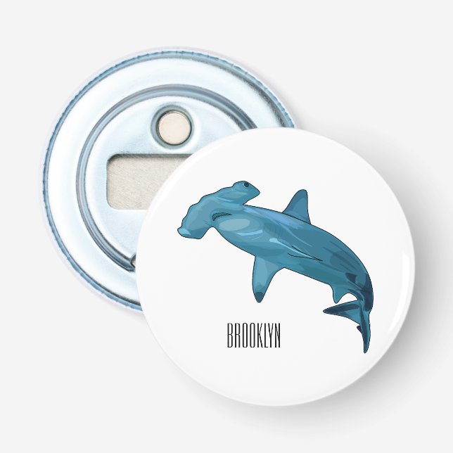 Hammerhead shark cartoon illustration bottle opener (Front)