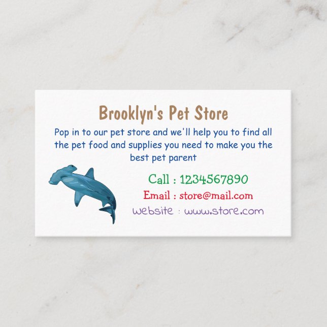 Hammerhead shark cartoon illustration business card (Front)