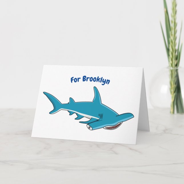 Hammerhead shark cartoon illustration  card (Front)