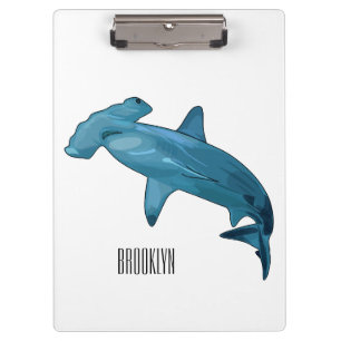 Hammerhead shark cartoon illustration clipboard