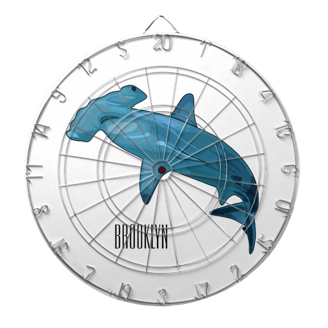Hammerhead shark cartoon illustration dartboard (Front)