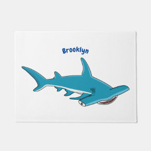 Hammerhead shark cartoon illustration doormat