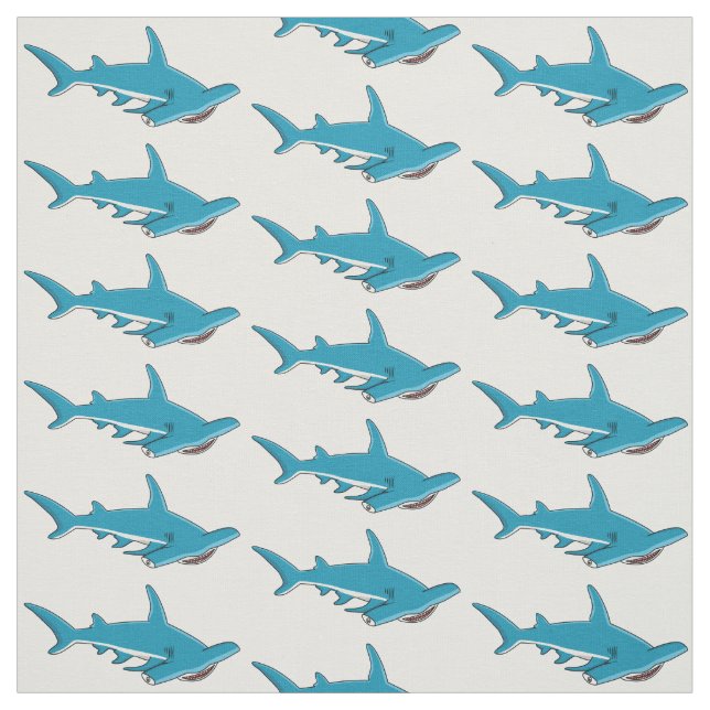 Hammerhead shark cartoon illustration  fabric (Swatch)