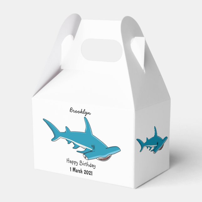 Hammerhead shark cartoon illustration favour box (Front Side)