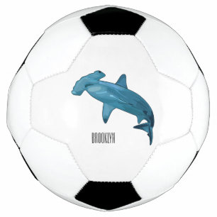 Hammerhead shark cartoon illustration football